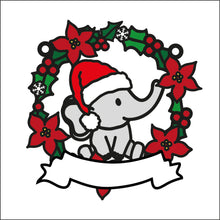 OL2709  - MDF Christmas Elephant doodle Holly Bauble - Olifantjie - Wooden - MDF - Lasercut - Blank - Craft - Kit - Mixed Media - UK