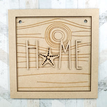 OL625  - MDF Square ‘Home’ driftwood sign - Olifantjie - Wooden - MDF - Lasercut - Blank - Craft - Kit - Mixed Media - UK