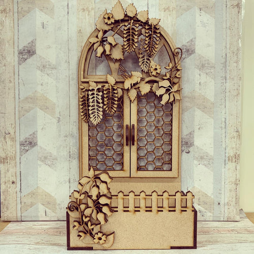 OL869 - MDF Wisteria window box - Olifantjie - Wooden - MDF - Lasercut - Blank - Craft - Kit - Mixed Media - UK