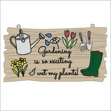 OL1673 - MDF Rectangle Gardening Doodle Plaque - ‘Gardening is so exciting I wet my plants’ - Olifantjie - Wooden - MDF - Lasercut - Blank - Craft - Kit - Mixed Media - UK