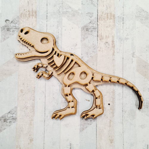 SJ464 - MDF Skeleton Bones Halloween Hanging Bauble - T Rex Dinosaur - Olifantjie - Wooden - MDF - Lasercut - Blank - Craft - Kit - Mixed Media - UK