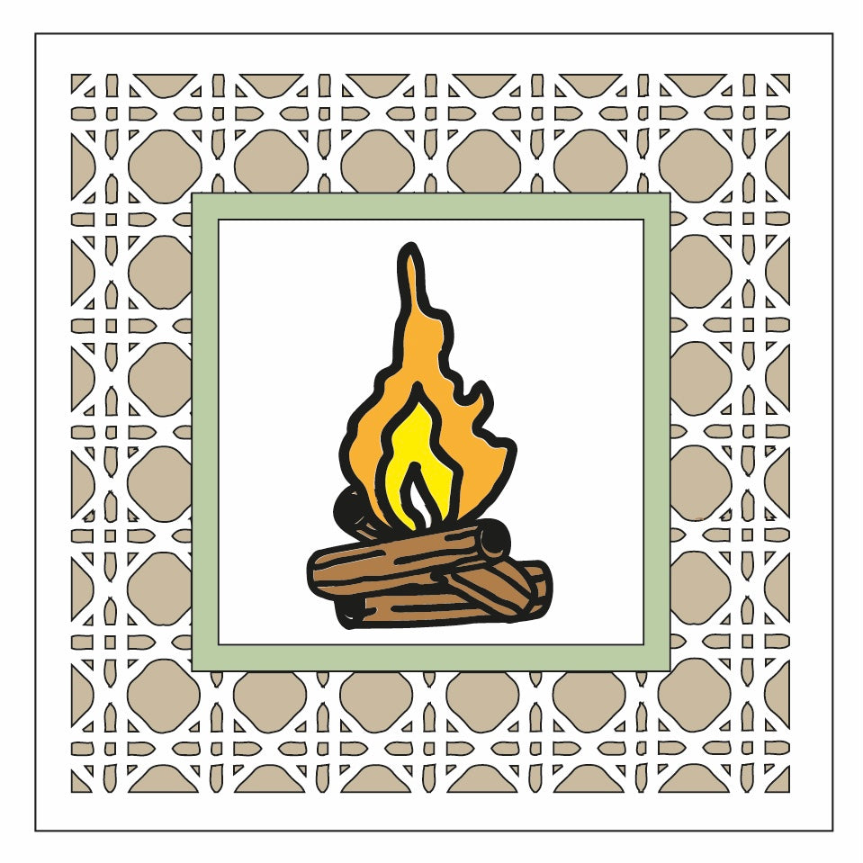 OL1822 - MDF Rattan effect square plaque - Holiday Doodles - Camping ...