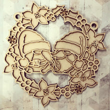 OL2704  - MDF Christmas Gonk / Gnome Couple  doodle Holly Bauble - Male and Female - Olifantjie - Wooden - MDF - Lasercut - Blank - Craft - Kit - Mixed Media - UK