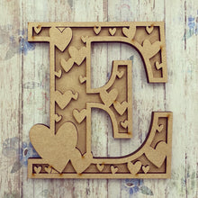DL010 - MDF Hearts Themed Layered Letter - Olifantjie - Wooden - MDF - Lasercut - Blank - Craft - Kit - Mixed Media - UK