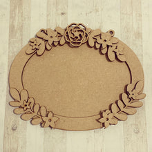 OV004 - MDF Oval 5 Point Rose Themed Photo Frame With Hanging - Olifantjie - Wooden - MDF - Lasercut - Blank - Craft - Kit - Mixed Media - UK