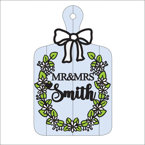 OL2788 - MDF Floral Daisy Doodle chopping board -  Mr & Mrs, Mr & Mr, Mrs & Mrs floral personalised - Olifantjie - Wooden - MDF - Lasercut - Blank - Craft - Kit - Mixed Media - UK