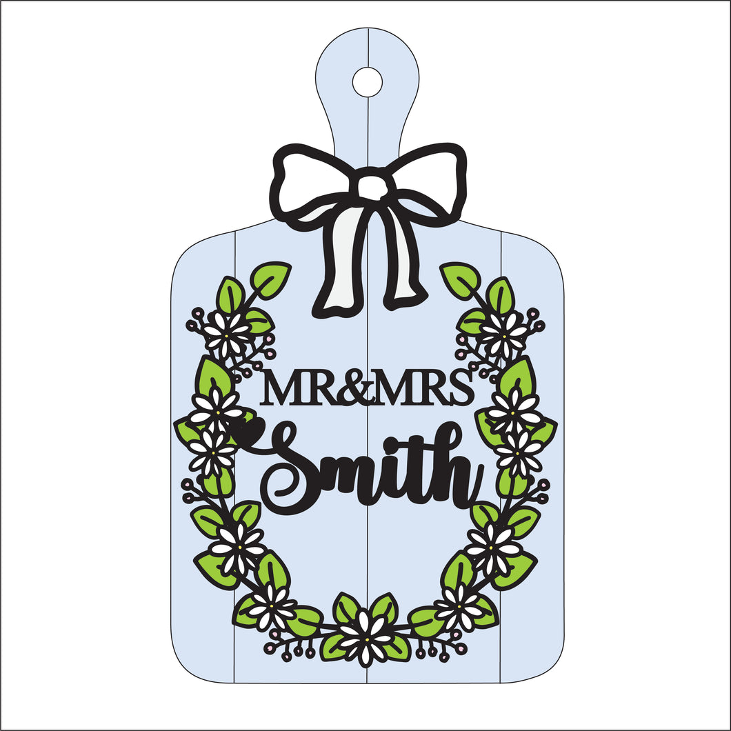 OL2788 - MDF Floral Daisy Doodle chopping board -  Mr & Mrs, Mr & Mr, Mrs & Mrs floral personalised - Olifantjie - Wooden - MDF - Lasercut - Blank - Craft - Kit - Mixed Media - UK
