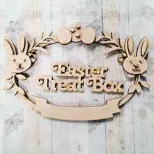 OL1228 - MDF Oval Easter Treat Box Wreath - Two Sizes - Eggs and Bunnies - Olifantjie - Wooden - MDF - Lasercut - Blank - Craft - Kit - Mixed Media - UK