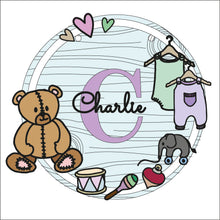 OL1588 - MDF Nursery doodle Large Personalised Wreath  Plaque - Olifantjie - Wooden - MDF - Lasercut - Blank - Craft - Kit - Mixed Media - UK