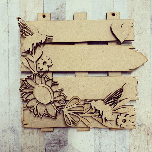 Sale OL875 - MDF Small Floral Plank Layered sign - Sunflower was £4.00 - Olifantjie - Wooden - MDF - Lasercut - Blank - Craft - Kit - Mixed Media - UK