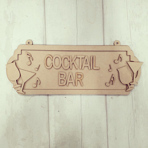 SS129 - MDF Cocktail Themed Personalised Double Height  Street Sign - Olifantjie - Wooden - MDF - Lasercut - Blank - Craft - Kit - Mixed Media - UK