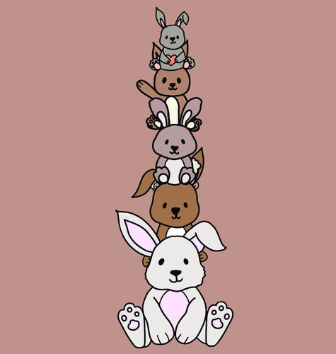 OL2908 - MDF doodle stacked bunnies - Olifantjie - Wooden - MDF - Lasercut - Blank - Craft - Kit - Mixed Media - UK