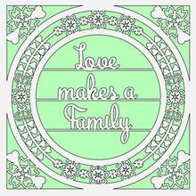 OL531 - MDF 'Love makes a Family ' Square with optional backing and sizes - Olifantjie - Wooden - MDF - Lasercut - Blank - Craft - Kit - Mixed Media - UK