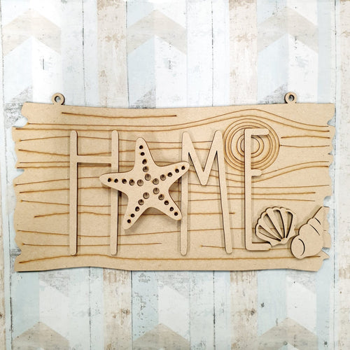 OL623  - MDF ‘Home starfish’ driftwood sign - Olifantjie - Wooden - MDF - Lasercut - Blank - Craft - Kit - Mixed Media - UK