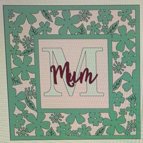 OL885 - MDF Personalised Square Plaque Frame - Floral - Olifantjie - Wooden - MDF - Lasercut - Blank - Craft - Kit - Mixed Media - UK