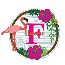 OL1411 - MDF Flamingo wreath personalised with backing - Olifantjie - Wooden - MDF - Lasercut - Blank - Craft - Kit - Mixed Media - UK