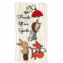 OL1510 - MDF Rectangle Woodland Doodle Friends Plaque - ‘Friends lift our spirits’ - Olifantjie - Wooden - MDF - Lasercut - Blank - Craft - Kit - Mixed Media - UK