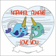 OL1293 - MDF Narwhal Always Love You Heart Layered Plaque - Olifantjie - Wooden - MDF - Lasercut - Blank - Craft - Kit - Mixed Media - UK