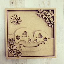 LH014 - MDF Elephants Frame Square 3D Plaque - Two Sizes - Olifantjie - Wooden - MDF - Lasercut - Blank - Craft - Kit - Mixed Media - UK