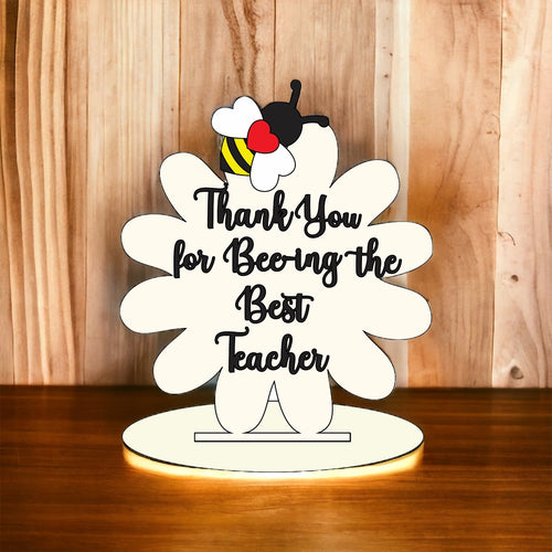 OL3121 - MDF Freestanding Flower ‘thank you for bee-ing the best …..’ - Olifantjie - Wooden - MDF - Lasercut - Blank - Craft - Kit - Mixed Media - UK