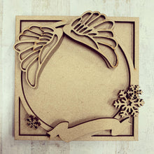 LH007 - MDF Angel wings  Frame Square 3D Plaque - Two Sizes - Olifantjie - Wooden - MDF - Lasercut - Blank - Craft - Kit - Mixed Media - UK