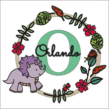 OL1551 - MDF Dinosaur doodle Personalised Wreath - Style 5 - Olifantjie - Wooden - MDF - Lasercut - Blank - Craft - Kit - Mixed Media - UK