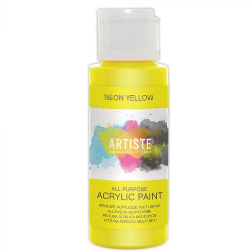 Neon Yellow - Artiste Acrylic Paint 2oz - Olifantjie - Wooden - MDF - Lasercut - Blank - Craft - Kit - Mixed Media - UK