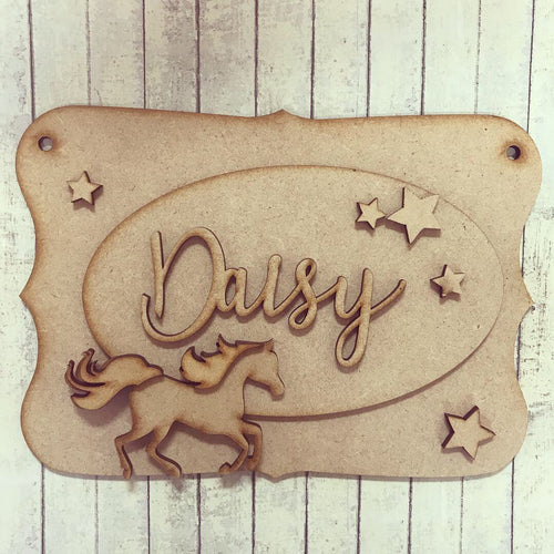 OP036 - MDF Horse Themed Personalised Plaque - Olifantjie - Wooden - MDF - Lasercut - Blank - Craft - Kit - Mixed Media - UK
