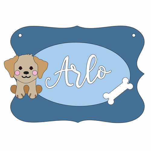 OP062 - MDF Dog  Themed Personalised Plaque - Olifantjie - Wooden - MDF - Lasercut - Blank - Craft - Kit - Mixed Media - UK