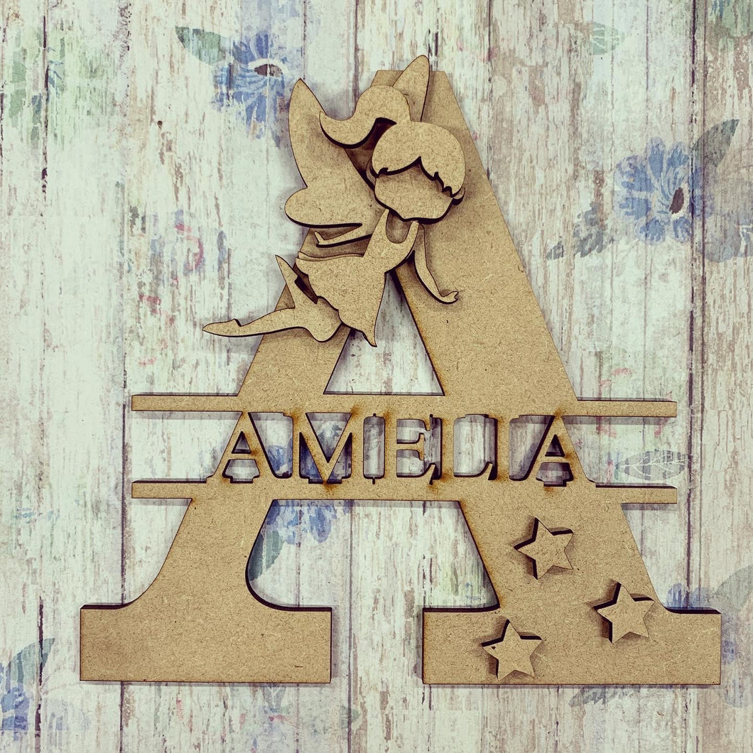 FL006 - MDF Fairy Personalised Split Letter - Olifantjie - Wooden - MDF - Lasercut - Blank - Craft - Kit - Mixed Media - UK