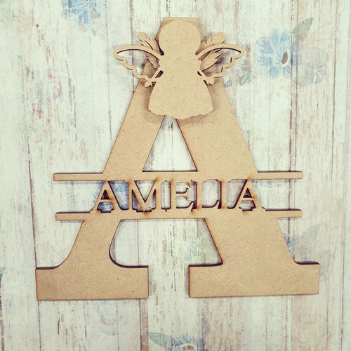 FL039 - Angel MDF Personalised Split Letter - Olifantjie - Wooden - MDF - Lasercut - Blank - Craft - Kit - Mixed Media - UK