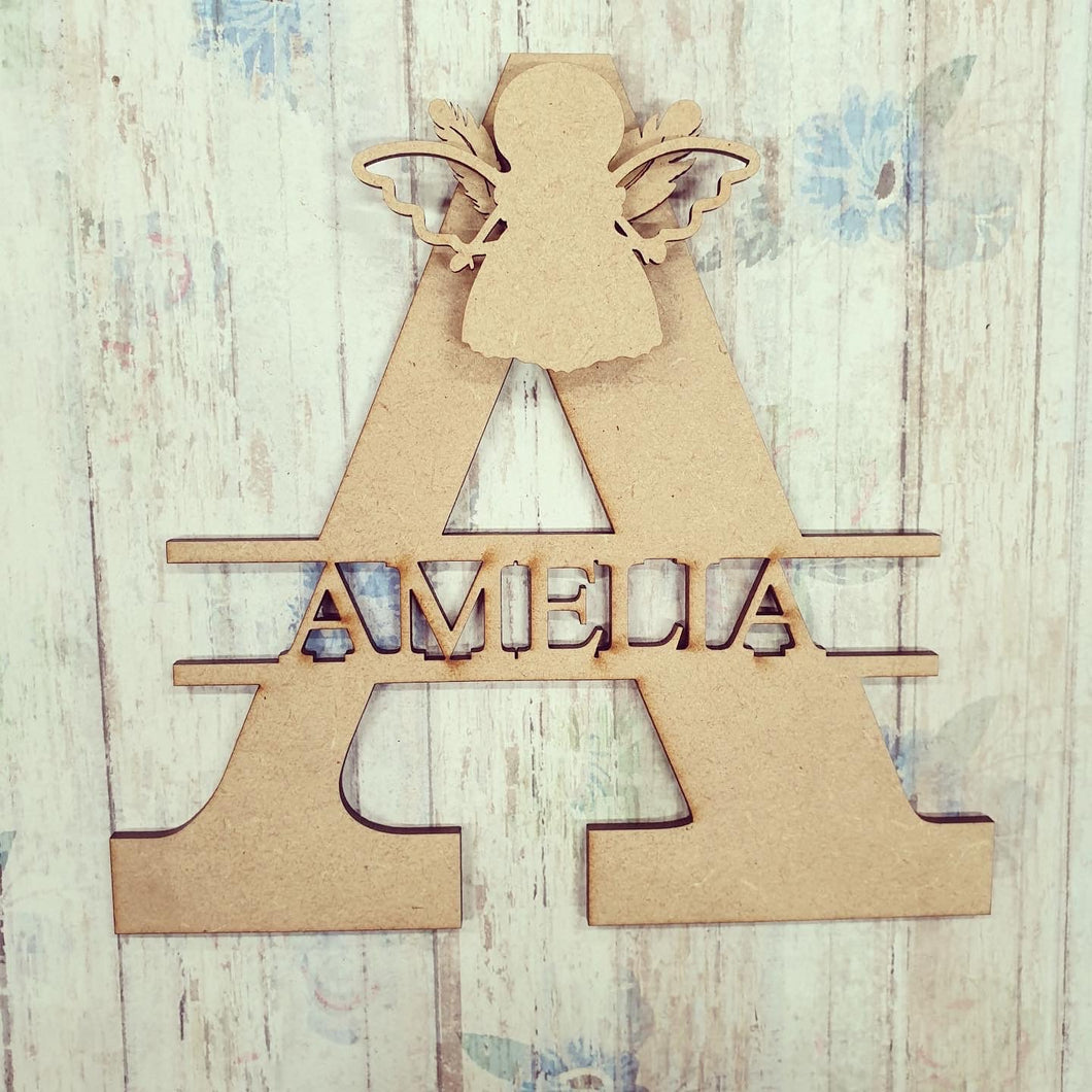 FL039 - Angel MDF Personalised Split Letter - Olifantjie - Wooden - MDF - Lasercut - Blank - Craft - Kit - Mixed Media - UK