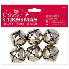 6Pk Extra Large Jingle Bells - Silver - Olifantjie - Wooden - MDF - Lasercut - Blank - Craft - Kit - Mixed Media - UK