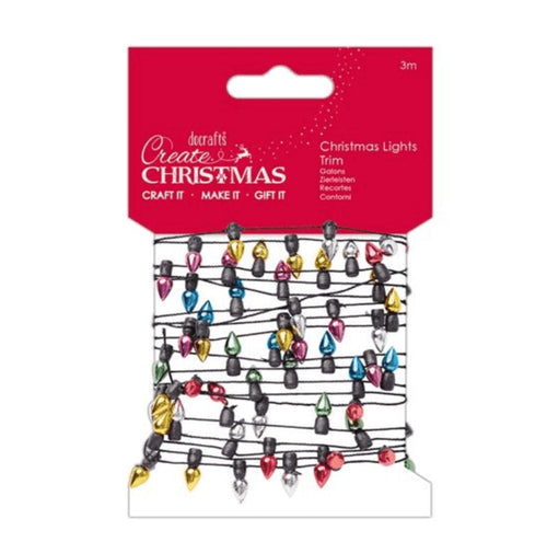 3m Mini Christmas Lights Trim - Olifantjie - Wooden - MDF - Lasercut - Blank - Craft - Kit - Mixed Media - UK