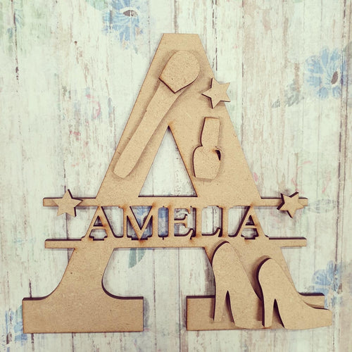 FL025 - Make Up and Shoes MDF Personalised Split Letter - Olifantjie - Wooden - MDF - Lasercut - Blank - Craft - Kit - Mixed Media - UK