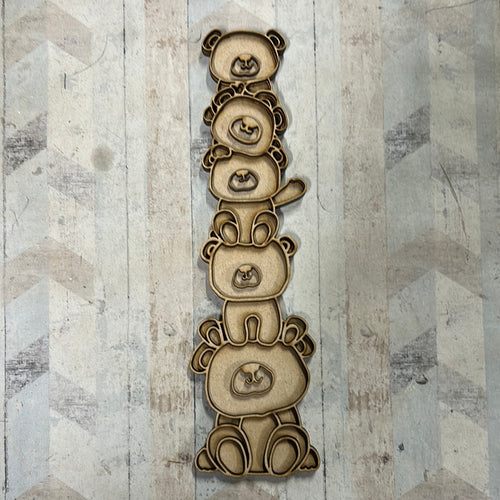 OL2904 - MDF doodle stacked bears - Olifantjie - Wooden - MDF - Lasercut - Blank - Craft - Kit - Mixed Media - UK