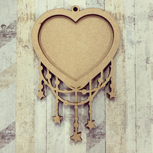 OL447 - MDF Intricate Heart Hanging Frame - Olifantjie - Wooden - MDF - Lasercut - Blank - Craft - Kit - Mixed Media - UK