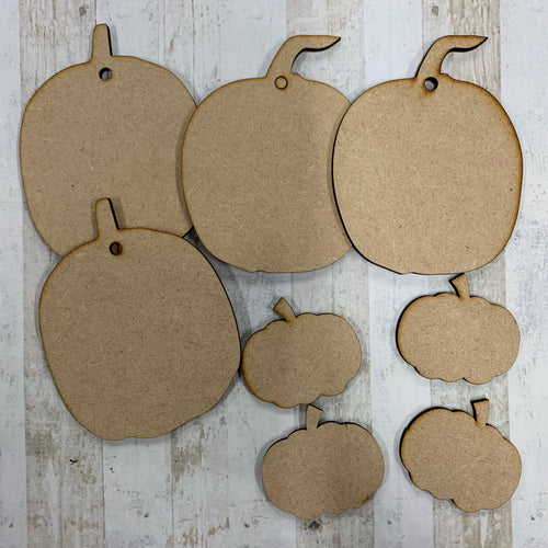 CH167 - MDF Set of 4 Hanging Pumpkins & Embellishments - Olifantjie - Wooden - MDF - Lasercut - Blank - Craft - Kit - Mixed Media - UK