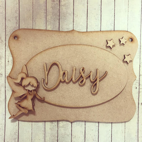 OP029 - MDF Fairy Themed Personalised Plaque - Olifantjie - Wooden - MDF - Lasercut - Blank - Craft - Kit - Mixed Media - UK