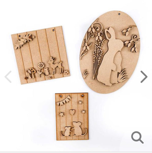 HC004 - MDF English Countryside Animals - Set 3 Kits - Olifantjie - Wooden - MDF - Lasercut - Blank - Craft - Kit - Mixed Media - UK