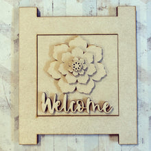 OL3094 - MDF Ladder Insert Tile - Floral Welcome - Olifantjie - Wooden - MDF - Lasercut - Blank - Craft - Kit - Mixed Media - UK