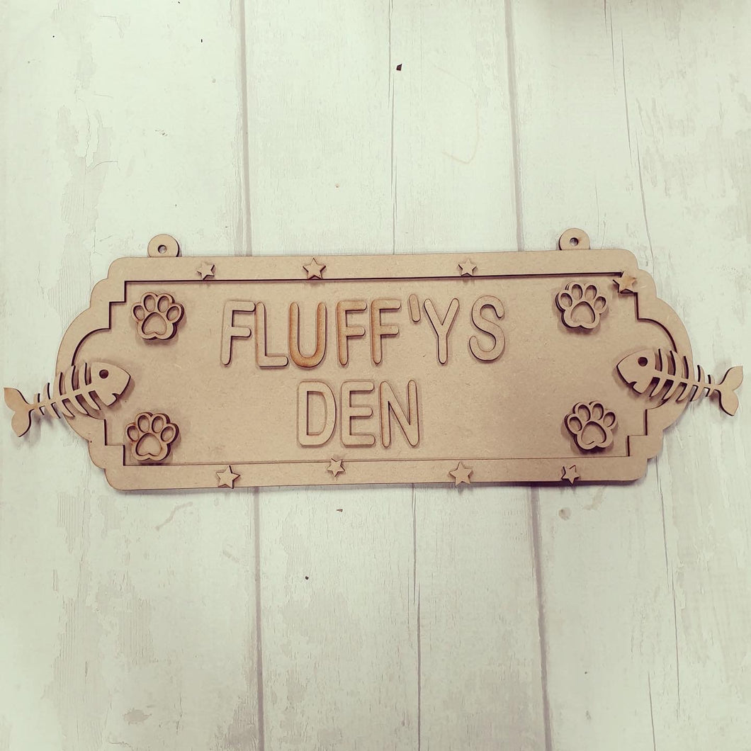 SS100 - MDF Cat Themed Personalised Double Height Personalised Street Sign - Olifantjie - Wooden - MDF - Lasercut - Blank - Craft - Kit - Mixed Media - UK