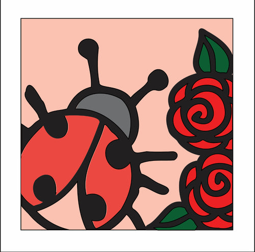 OL3156 - MDF Ladder Insert Tile -  Doodle Ladybird 1 - Olifantjie - Wooden - MDF - Lasercut - Blank - Craft - Kit - Mixed Media - UK