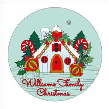 OL2561 - MDF Christmas Farmhouse Circle  Plaque - Your wording - Gingerbread House - Olifantjie - Wooden - MDF - Lasercut - Blank - Craft - Kit - Mixed Media - UK