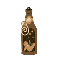 SJ338 - MDF Sarah Jane Christmas Drunk Gingerbread Beer Bottle Ornate Bauble - Olifantjie - Wooden - MDF - Lasercut - Blank - Craft - Kit - Mixed Media - UK