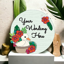 OL3115 - MDF Duck Tropical Flower Plaque personalised - Olifantjie - Wooden - MDF - Lasercut - Blank - Craft - Kit - Mixed Media - UK