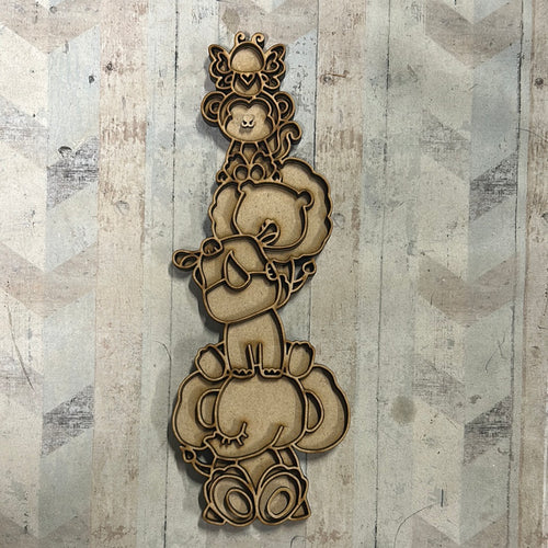 OL2910 - MDF doodle stacked Jungle Animals - Olifantjie - Wooden - MDF - Lasercut - Blank - Craft - Kit - Mixed Media - UK