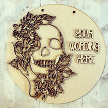 OL3028 - MDF Skull Lily Doodles - Round Personalised Layered Plaque - Style 1 - Olifantjie - Wooden - MDF - Lasercut - Blank - Craft - Kit - Mixed Media - UK