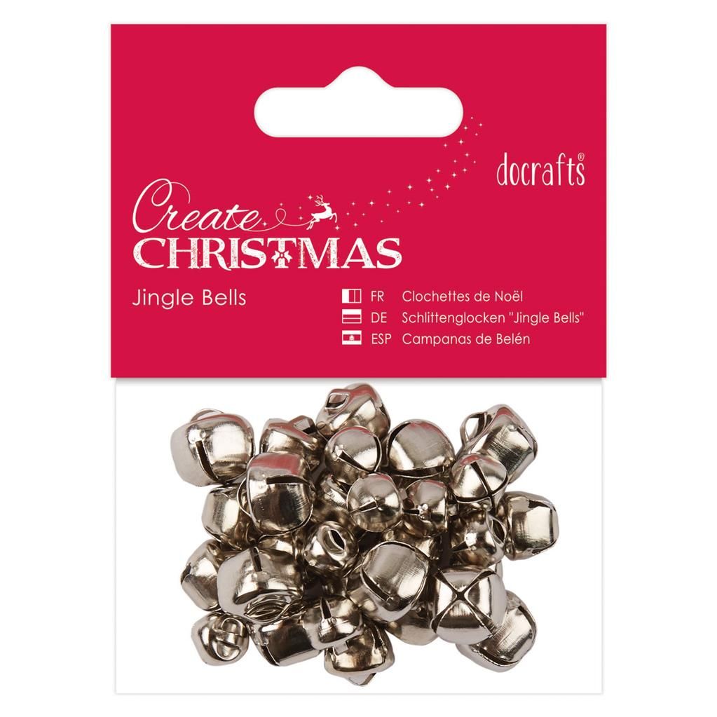 30pk  Mixed Jingle Bells - Silver - Olifantjie - Wooden - MDF - Lasercut - Blank - Craft - Kit - Mixed Media - UK