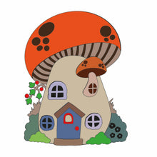 OA001 - MDF Oak Fairy Mushroom House - Olifantjie - Wooden - MDF - Lasercut - Blank - Craft - Kit - Mixed Media - UK